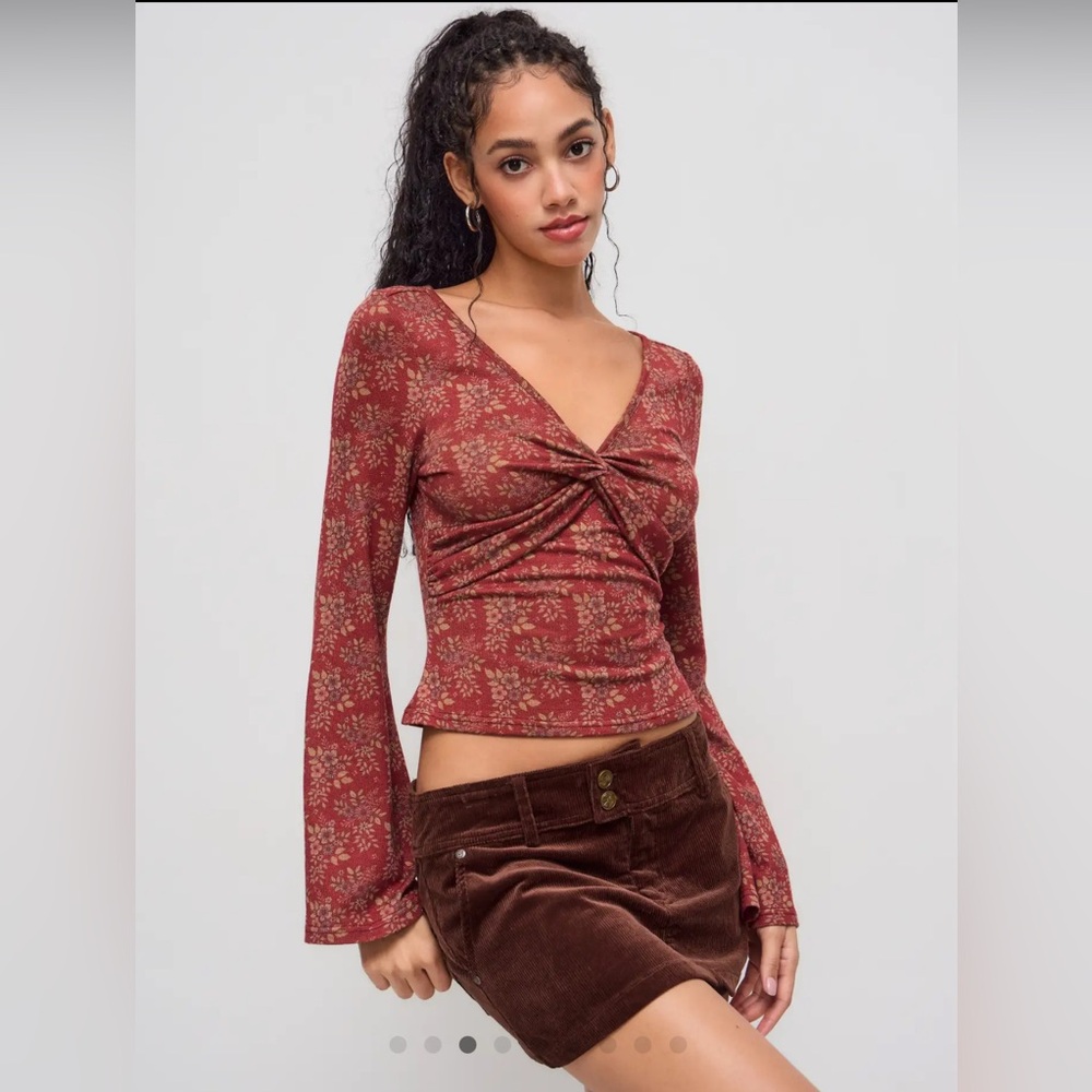 Cider Burgundy Floral Blouse